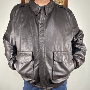 Vintage San Diego Type A-2 Leather Bomber Flight Jacket Men's 48 Brown USA VTG